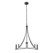 Transitional Candle 30" 4-Light Chandelier in Matte Black