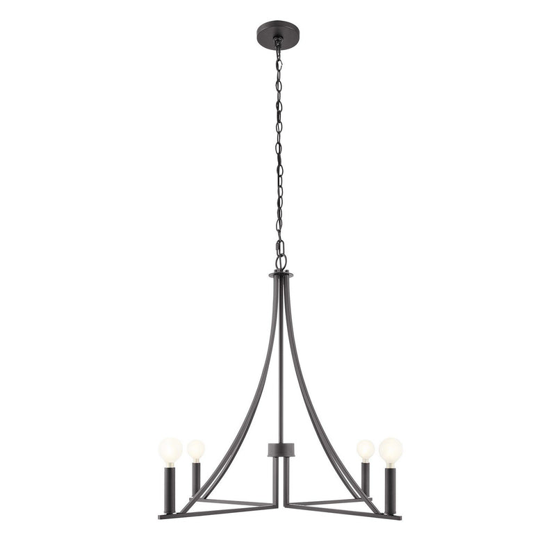 Transitional Candle 30" 4-Light Chandelier in Matte Black