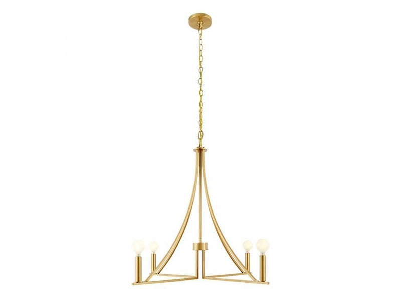 Transitional Candle 30" 4-Light Chandelier in Natural Brass