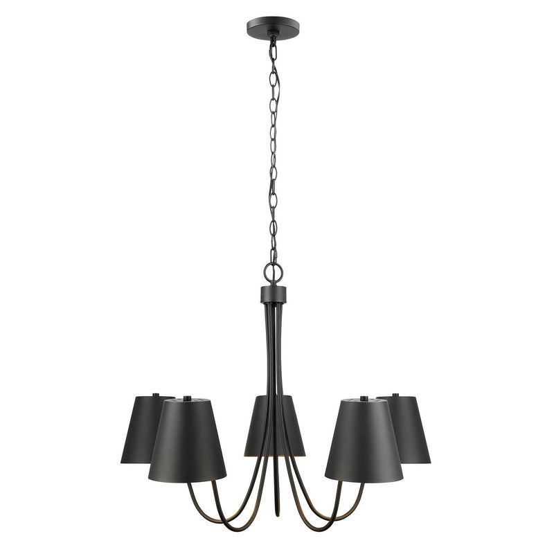 Modern Metal Shade 32" 5-Light Chandelier in Matte Black