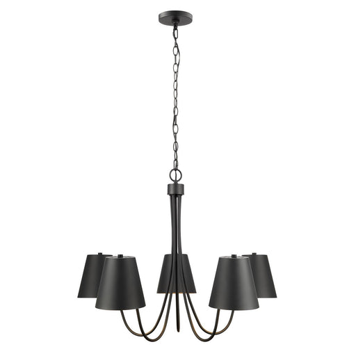 Modern Metal Shade 32" 5-Light Chandelier in Matte Black