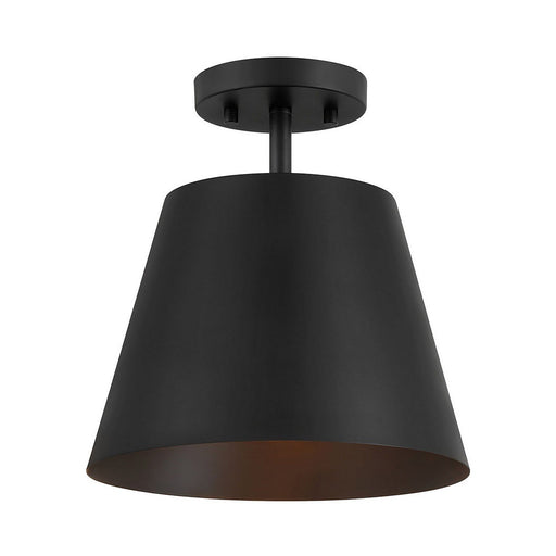Contemporary Metal Cone 10" 1-Light Semi-Flush Mount in Matte Black