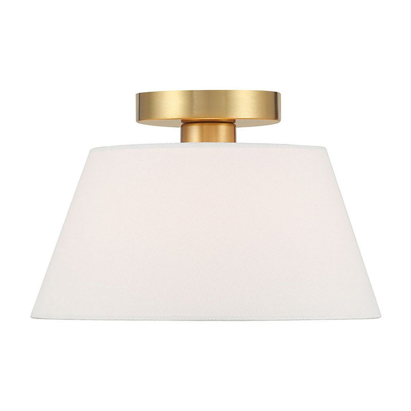 Linen Drum 12" 1-Light Semi-Flush Mount in Natural Brass