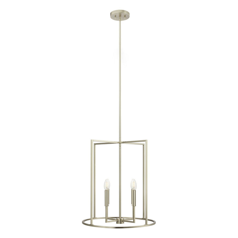 Rectangular Cage 19" 4-Light Lantern Pendant in Brushed Nickel
