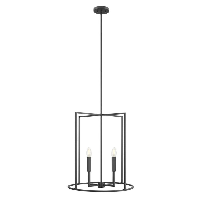 Rectangular Cage 19" 4-Light Lantern Pendant in Matte Black