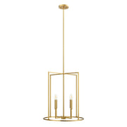 Rectangular Cage 19" 4-Light Lantern Pendant in Natural Brass