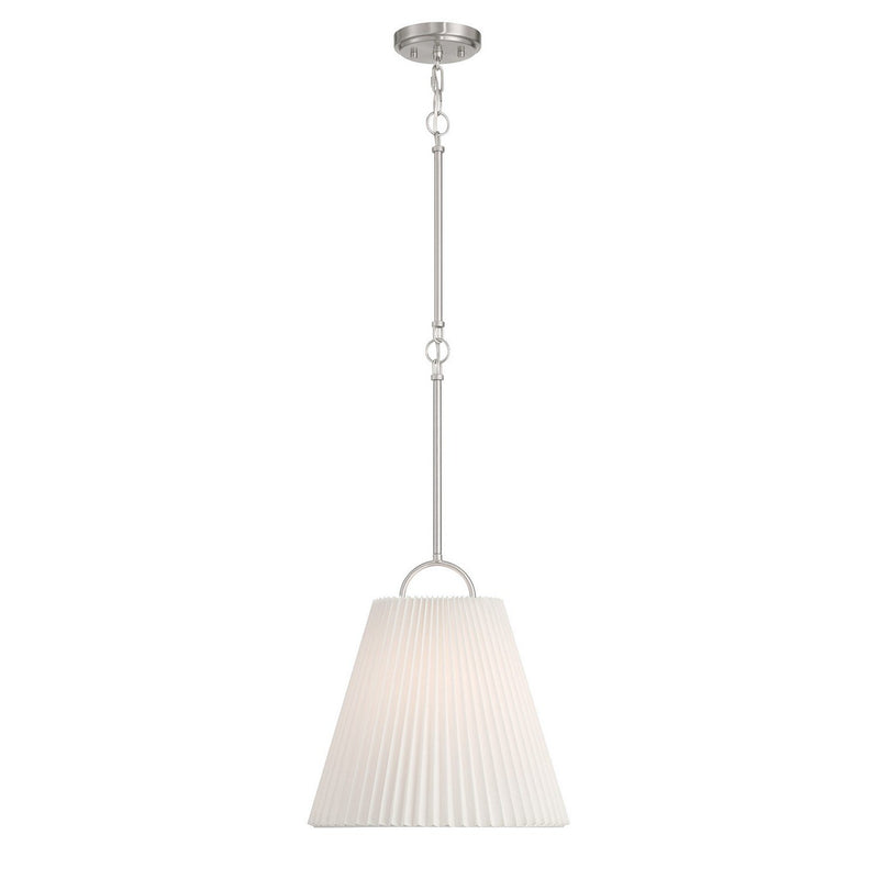 Knife Pleated Shade 15" 1-Light Pendant in Brushed Nickel