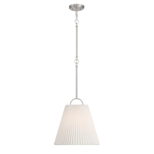 Knife Pleated Shade 15" 1-Light Pendant in Brushed Nickel