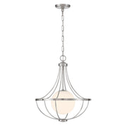 Opal Globe Cage 18" 1-Light Pendant in Brushed Nickel