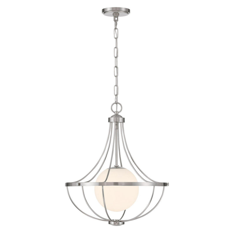 Opal Globe Cage 18" 1-Light Pendant in Brushed Nickel