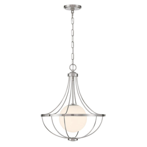 Opal Globe Cage 18" 1-Light Pendant in Brushed Nickel