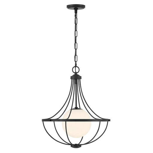 Opal Globe Cage 18" 1-Light Pendant in Matte Black