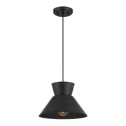 Mid-Century Metal Cone 12" 1-Light Pendant in Matte Black