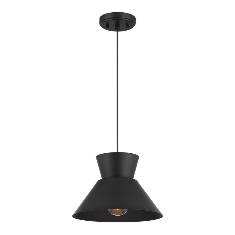 Mid-Century Metal Cone 12" 1-Light Pendant in Matte Black