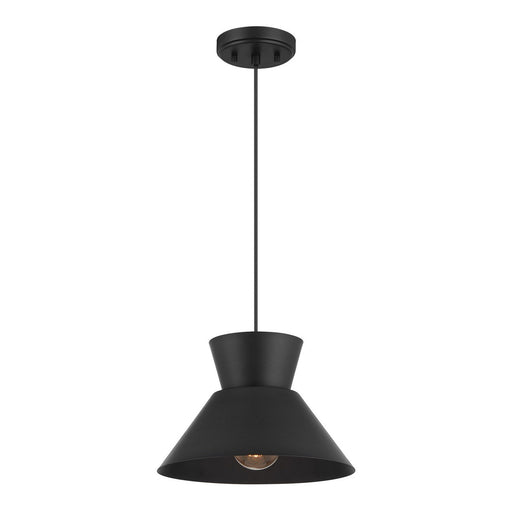 Mid-Century Metal Cone 12" 1-Light Pendant in Matte Black
