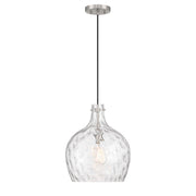 Hammered Glass Jar 13" 1-Light Pendant in Brushed Nickel