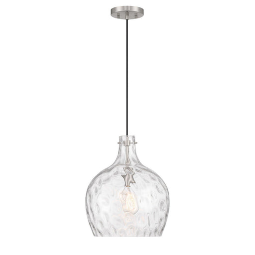 Hammered Glass Jar 13" 1-Light Pendant in Brushed Nickel
