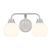 Contemporary Opal Glass 16" 2-Light Bath Vanity Light in Brushed Nickel