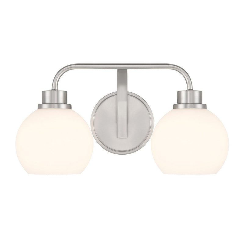 Contemporary Opal Glass 16" 2-Light Bath Vanity Light in Brushed Nickel