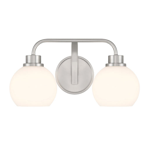 Contemporary Opal Glass 16" 2-Light Bath Vanity Light in Brushed Nickel