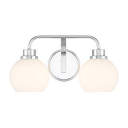 Contemporary Opal Glass 16" 2-Light Bath Vanity Light in Chrome