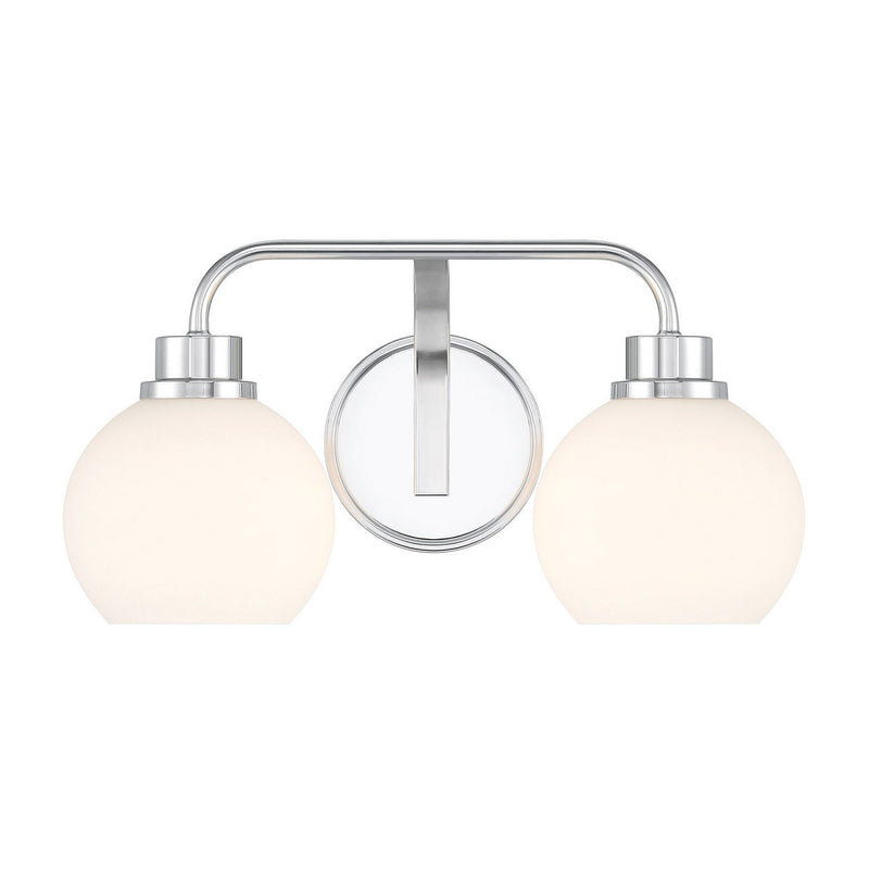 Contemporary Opal Glass 16" 2-Light Bath Vanity Light in Chrome