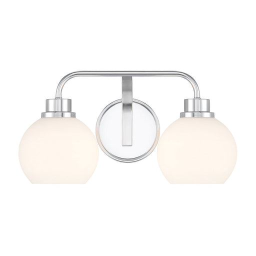 Contemporary Opal Glass 16" 2-Light Bath Vanity Light in Chrome
