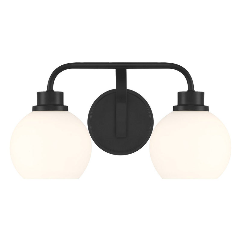 Contemporary Opal Glass 16" 2-Light Bath Vanity Light in Matte Black