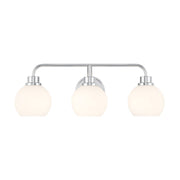 Mid-Century Armed Opal Glass 24" 3-Light Bath Vanity Light in Chrome