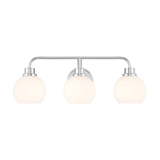 Mid-Century Armed Opal Glass 24" 3-Light Bath Vanity Light in Chrome