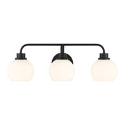 Mid-Century Armed Opal Glass 24" 3-Light Bath Vanity Light in Matte Black