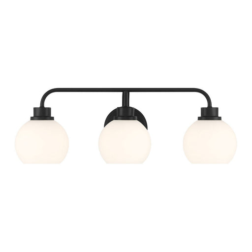 Mid-Century Armed Opal Glass 24" 3-Light Bath Vanity Light in Matte Black