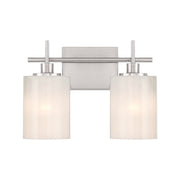 Strie Glass Cylinder 2-Light Bath Vanity Light in Brushed Nickel