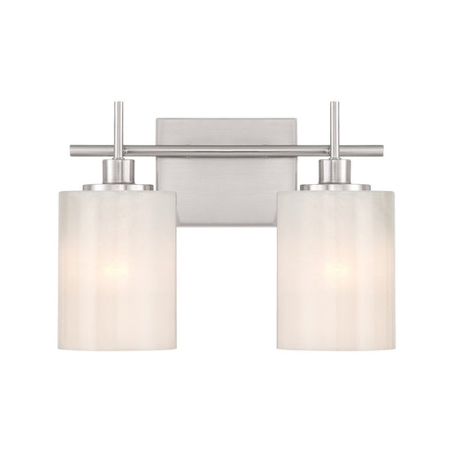 Strie Glass Cylinder 2-Light Bath Vanity Light in Brushed Nickel