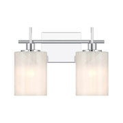 Strie Glass Cylinder 2-Light Bath Vanity Light in Chrome