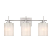 Strie Glass Cylinder 22" 3-Light Bath Vanity Light in Brushed Nickel