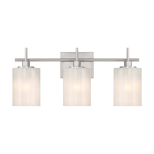 Strie Glass Cylinder 22" 3-Light Bath Vanity Light in Brushed Nickel