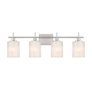Strie Glass Cylinder 31" 4-Light Bath Vanity Light in Brushed Nickel