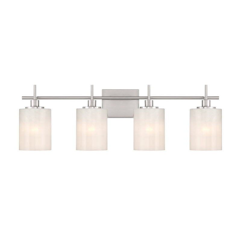 Strie Glass Cylinder 31" 4-Light Bath Vanity Light in Brushed Nickel