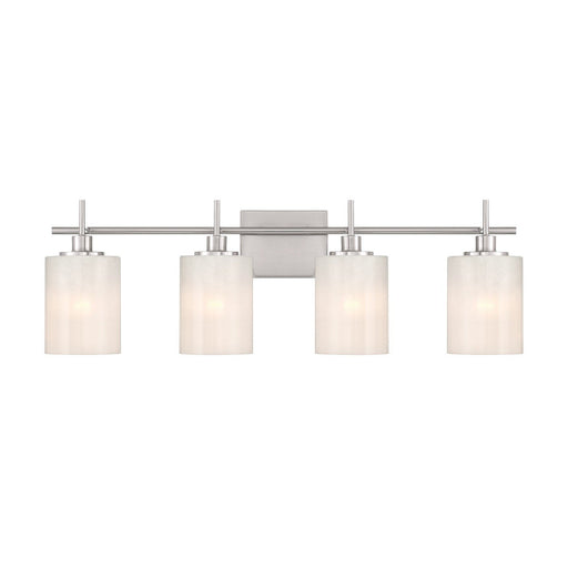 Strie Glass Cylinder 31" 4-Light Bath Vanity Light in Brushed Nickel