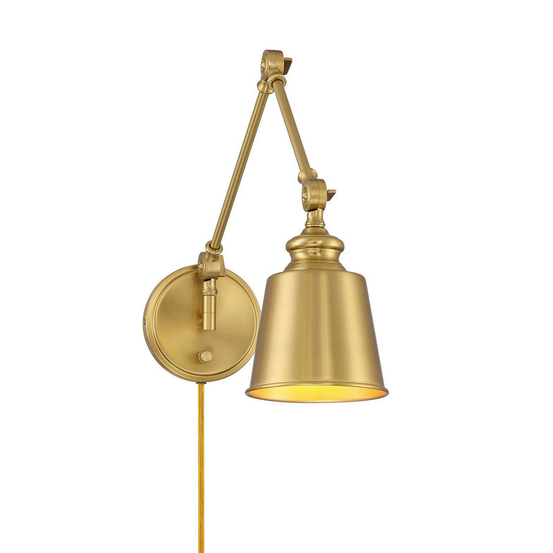 Farmhouse Crane Arm Swing Arm Wall Lamp Set of 2 in Natural Brass (Set of 2)