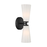 Fluted Glass 2-Light Wall Sconce in Matte Black