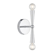 Linear Exposed-Bulb 2-Light Wall Sconce in Chrome