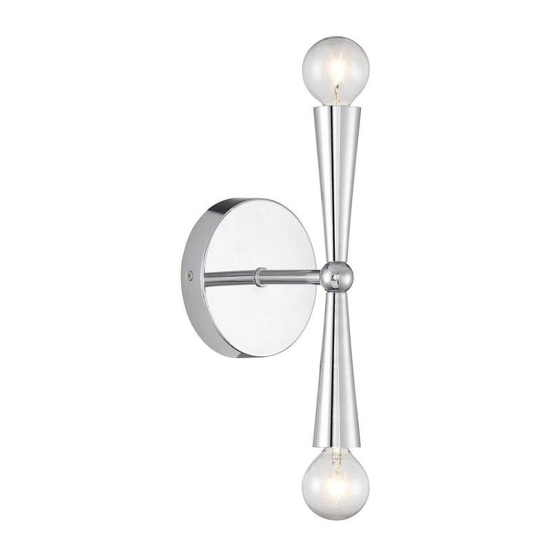 Linear Exposed-Bulb 2-Light Wall Sconce in Chrome