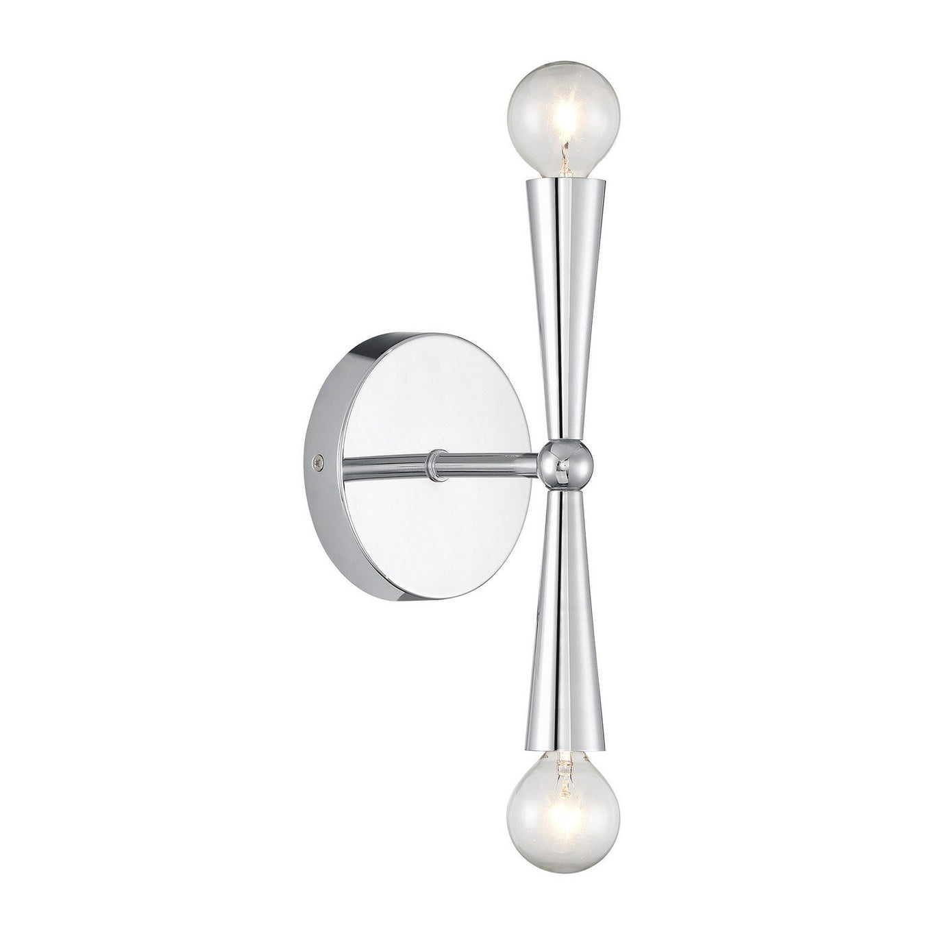Linear Exposed-Bulb 2-Light Wall Sconce in Chrome