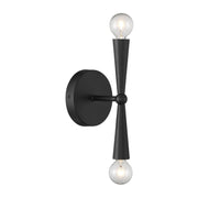 Linear Exposed-Bulb 2-Light Wall Sconce in Matte Black