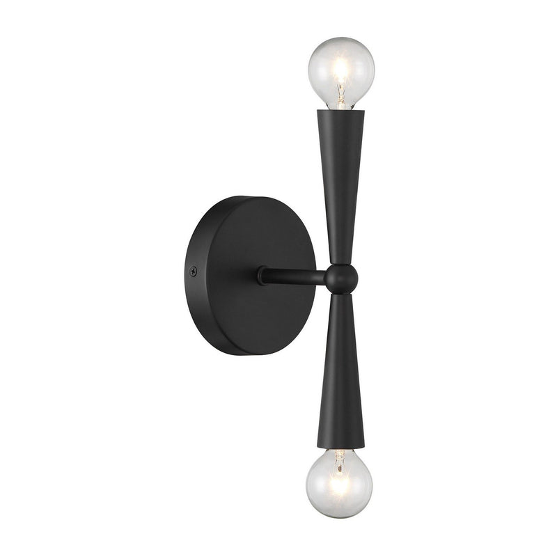 Linear Exposed-Bulb 2-Light Wall Sconce in Matte Black
