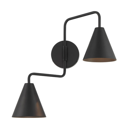 Adjustable Metal Shade 2-Light Wall Sconce in Matte Black