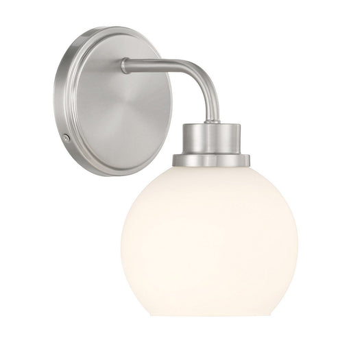 White Opal Glass 1-Light Bath Sconce in Brushed Nickel