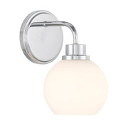 White Opal Glass 1-Light Bath Sconce in Chrome
